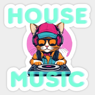 DJ Cat House Music Sticker